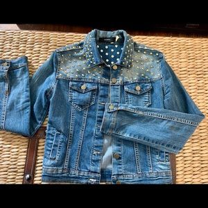 Forever 21 gold studs steam punk jean jacket